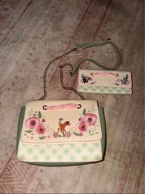 Loungefly Disney Bambi Mini Backpack,Purse and Wallet - Pink & Mint